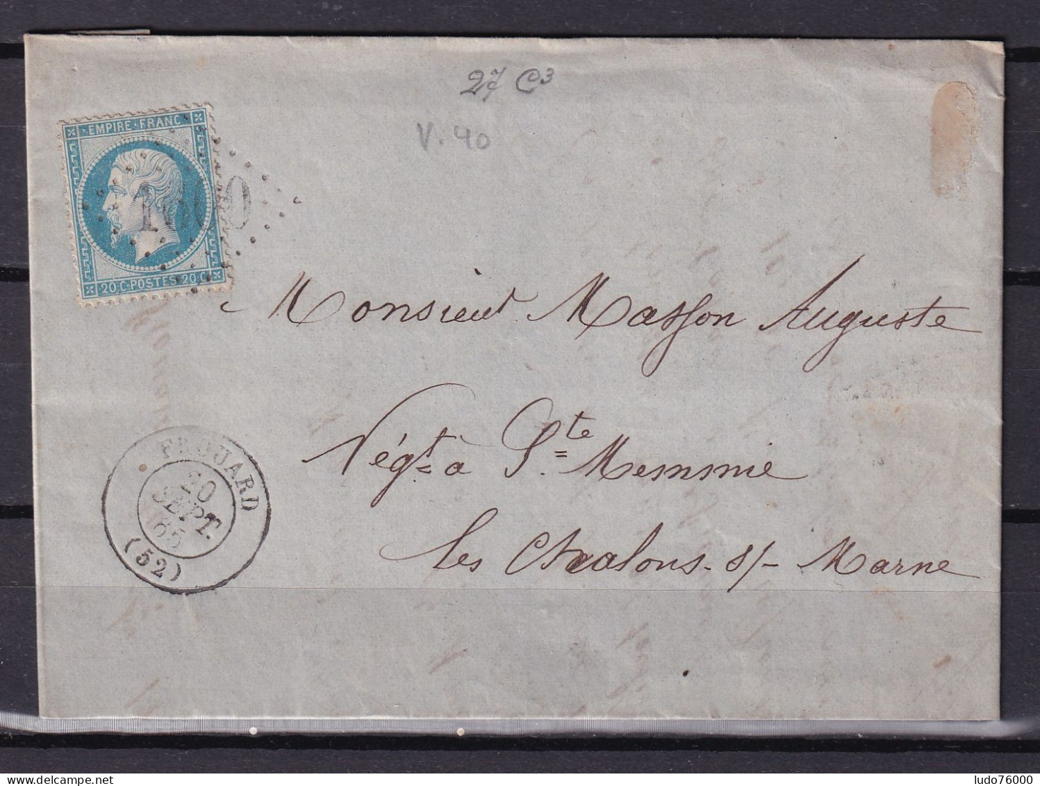 D 807 / NAPOLEON N° 22 SUR LETTRE - 1862 Napoleone III