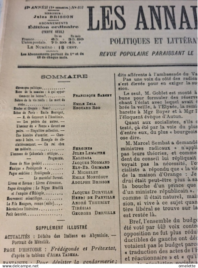 ANNALES 95 /LEON BOURGEOIS LOCKROY CAVAIGNAC DOUMER MESUREUR VIGER/ FANTAISIES PARISIENNES/SAINT SAENS BARBIER CARRE - Revistas - Antes 1900