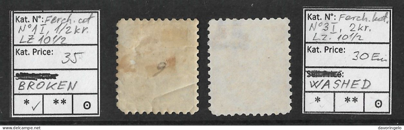 Bosnia-Herzegovina/Austria-Hungary, Coat Of Arms (2 STAMPS), Both I Plate, Both Perf. 10 1/2, Not Good Condition. - Bosnia And Herzegovina