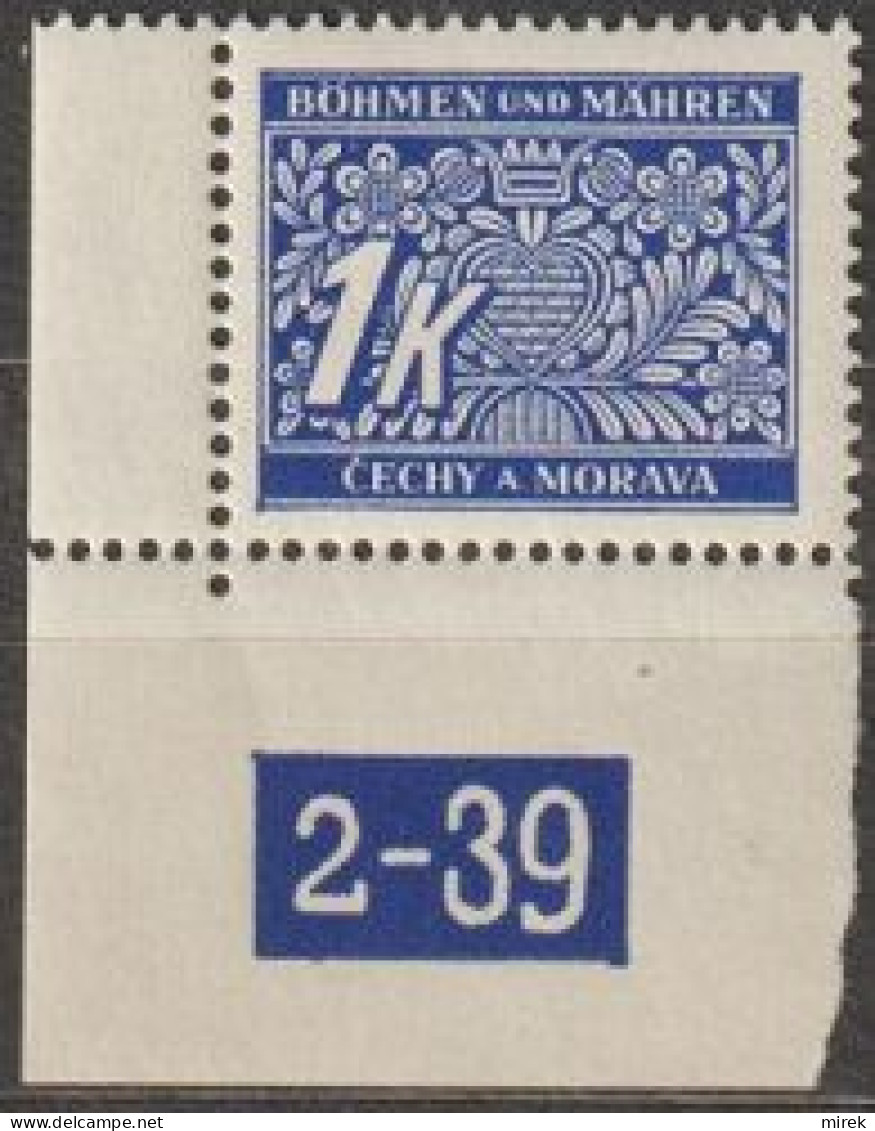 061/ Pof. DL 9, Corner Stamp, Perforated Border, Plate Number 2-39 - Unused Stamps