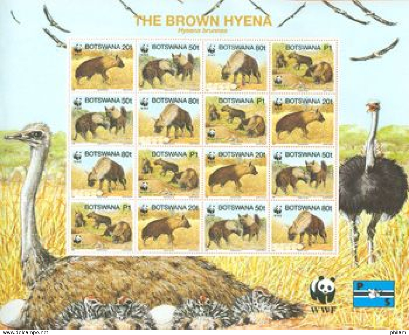 BOTSWANA 1995 - WWF - La Hyène Brune - Feuillet - Neufs