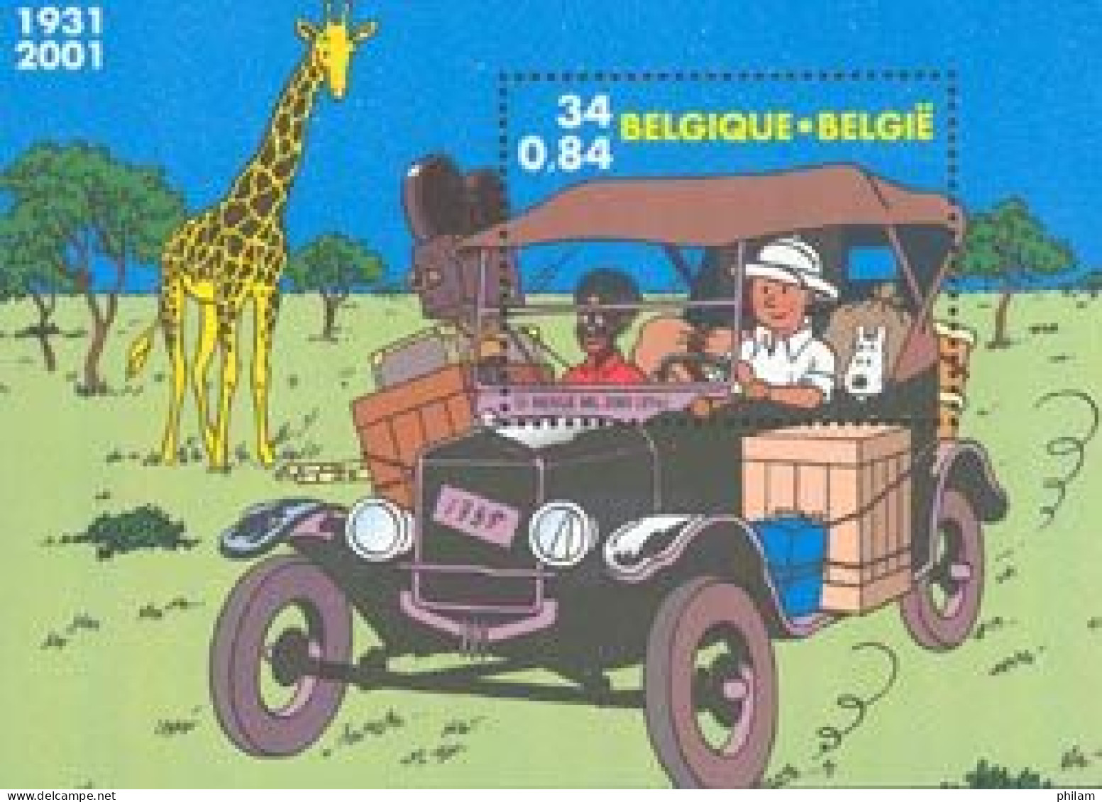 BELGIQUE 2001 - Tintin Au Congo - Bloc - Bandes Dessinées