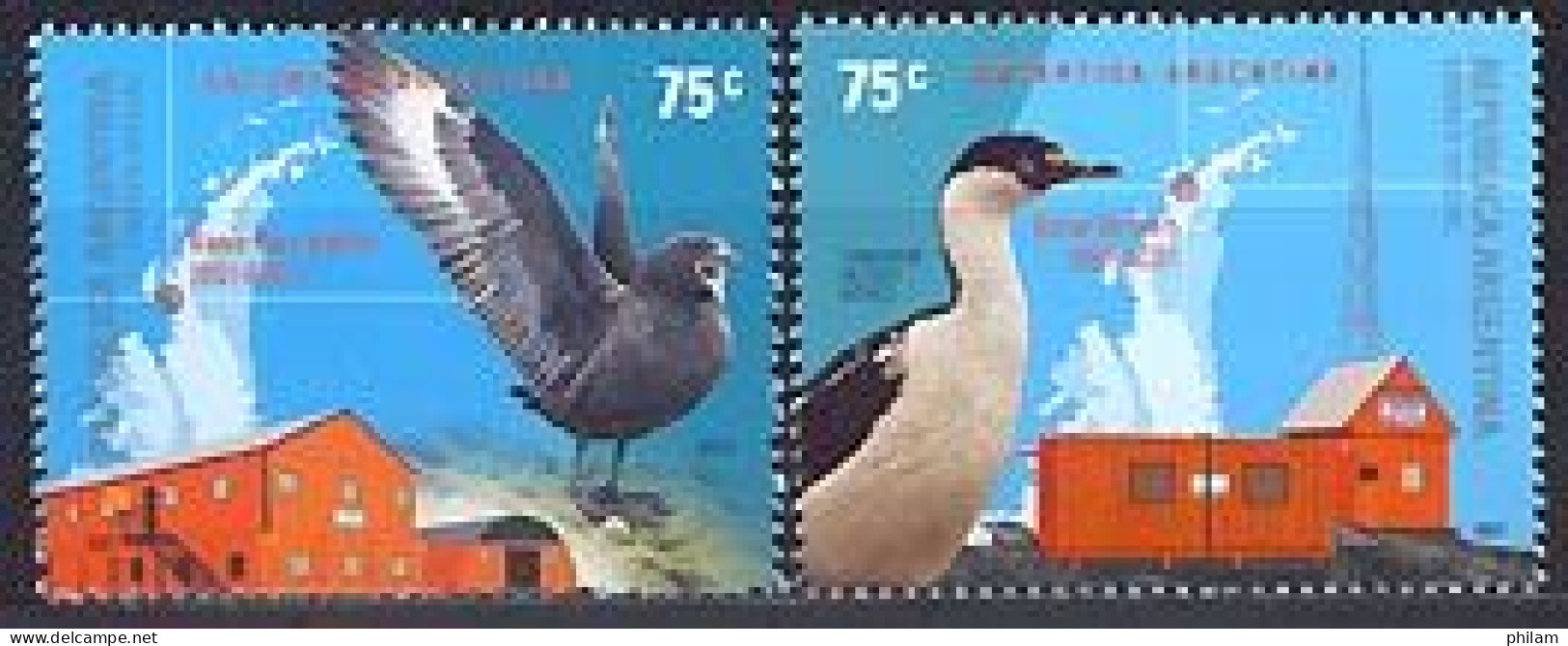 ARGENTINE 2001 - Base Antarctique Brown Et Oiseaux- 2 V. - Stazioni Scientifiche E Stazioni Artici Alla Deriva