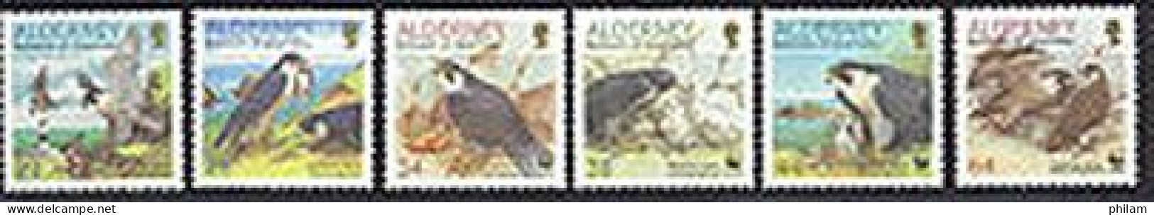 ALDERNEY 2000 -  WWF - Le Faucon Pélerin - 6 V. - Águilas & Aves De Presa