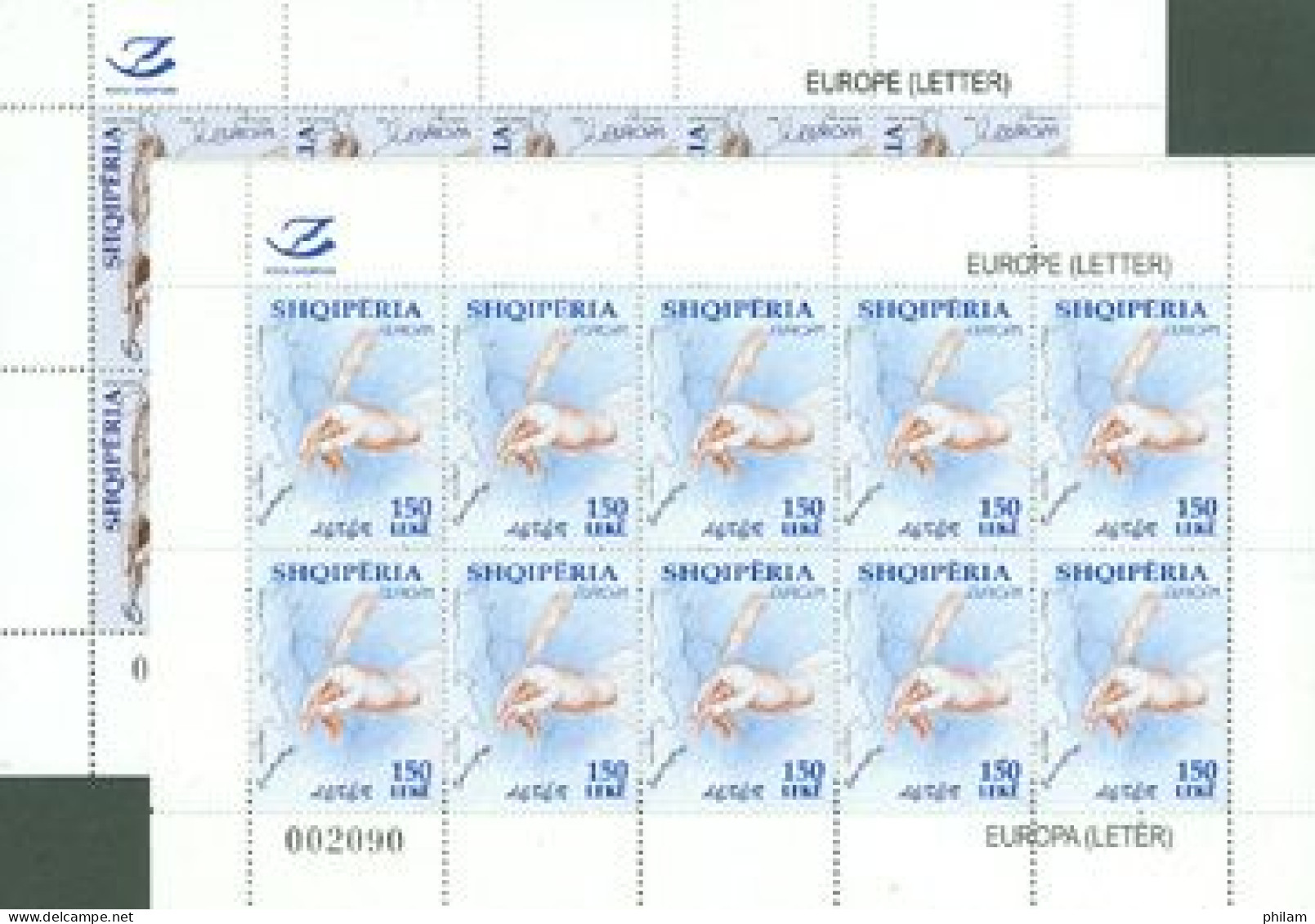 ALBANIE 2008 - Europa - La Lettre -  2 Feuillets De 10 Timbres - 2008