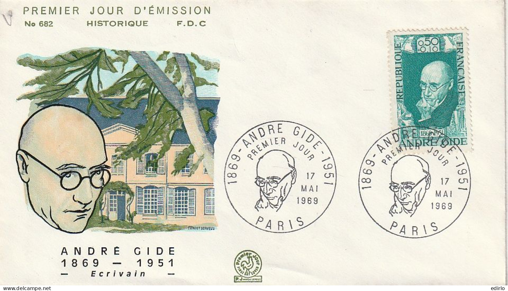 ///   FRANCE ///    PREMIER JOUR ---  FDC  --- André GIDE - 1960-1969