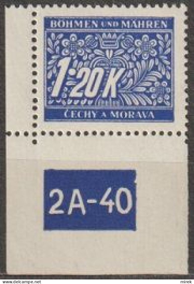 064/ Pof. DL 10, Corner Stamp, Perforated Border, Plate Number 2A-40 - Ongebruikt