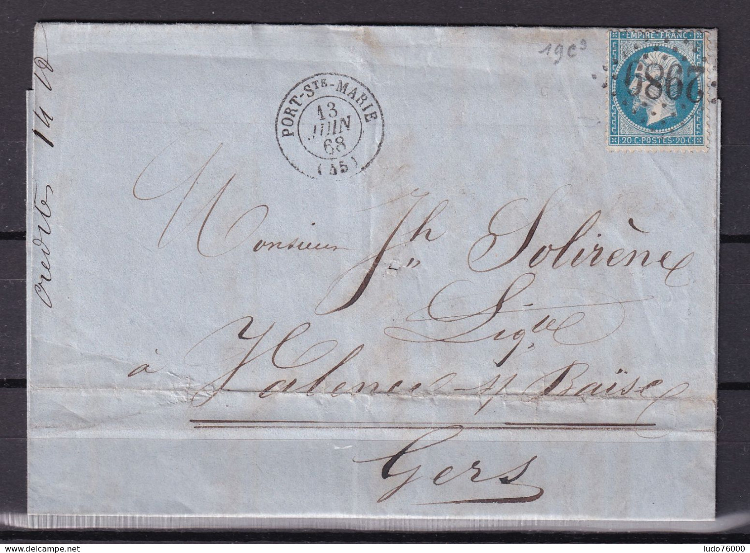 D 807 / NAPOLEON N° 22 SUR LETTRE - 1862 Napoleone III