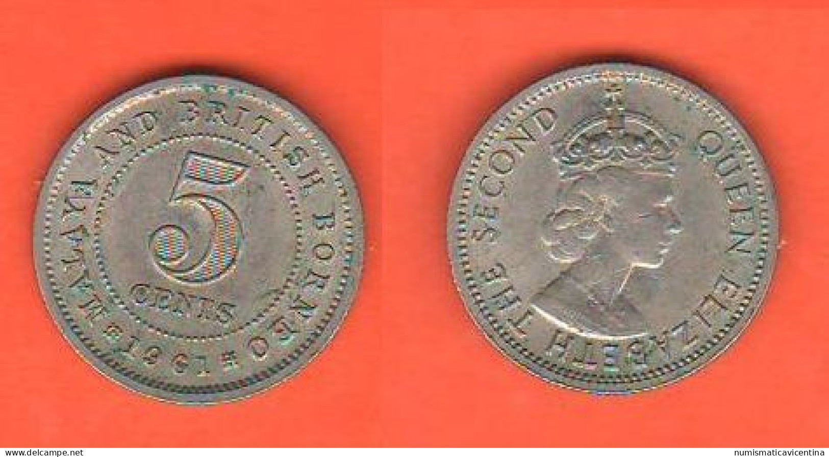 British Borneo 5 Cents 1961 Borneo Britannico Nickel Coin Malesia Malaysia   C 3 - Kolonien