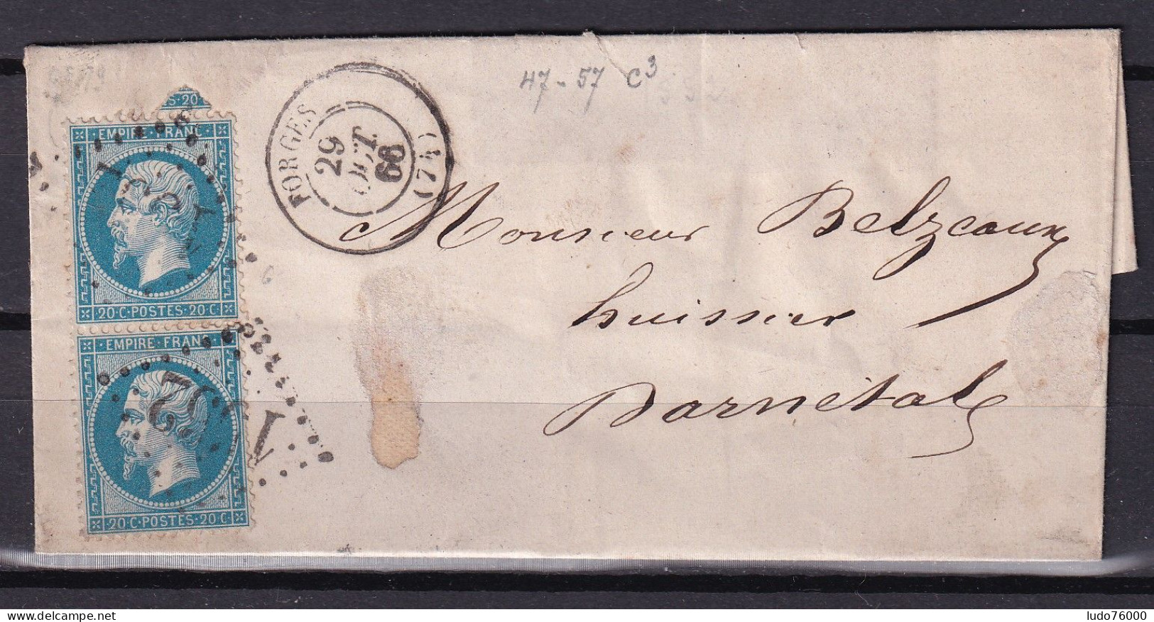 D 807 / NAPOLEON N° 22 SUR LETTRE - 1862 Napoléon III