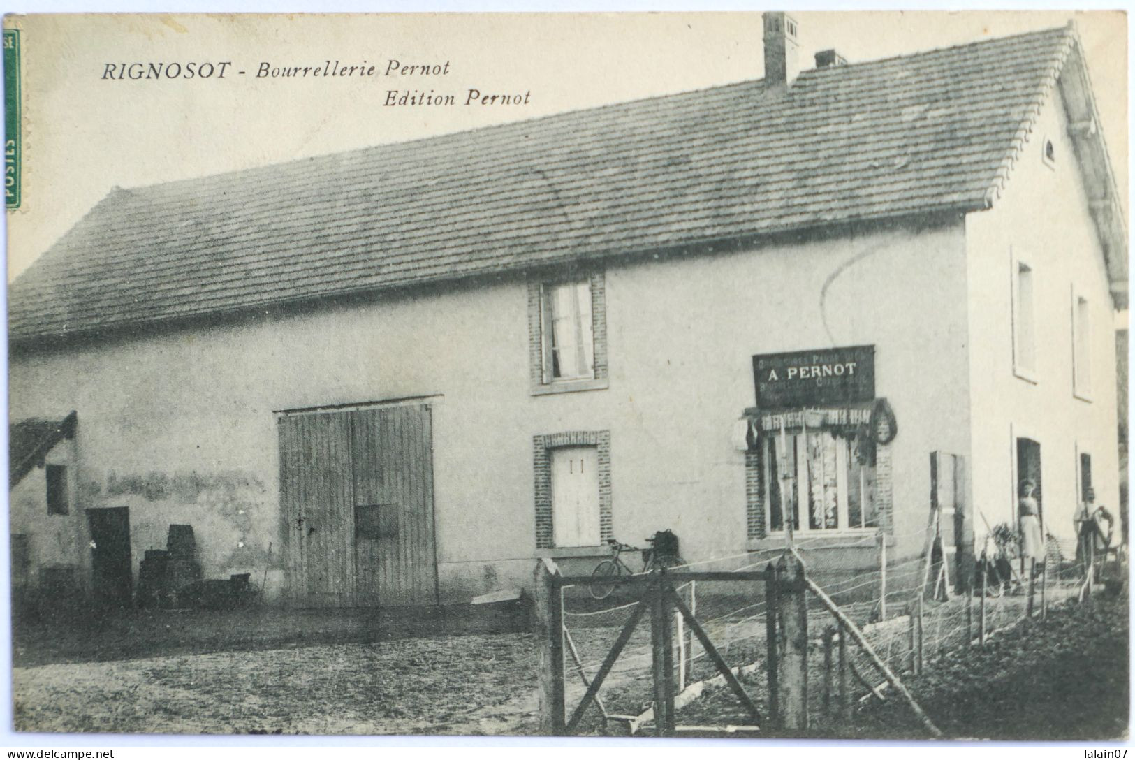 C. P. A. : 25 : RIGNOSOT : Bourrellerie PERNOT, Animé, Timbre En 1910 - Autres & Non Classés