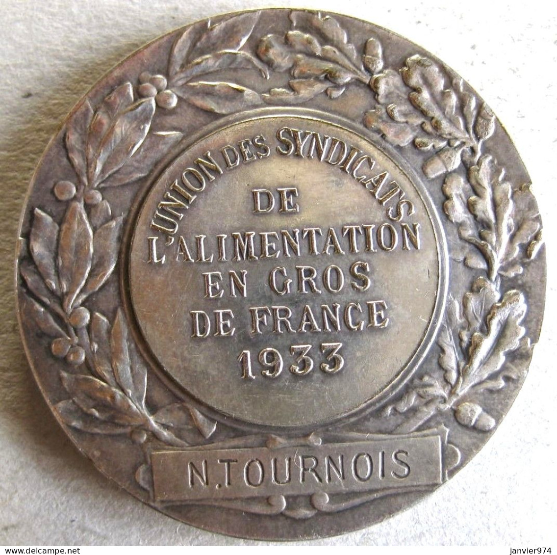 Médaille En Bronze Syndicats De L’Alimentation En Gros De France 1933 à N. Tournois Par B.L. HERCULE - Otros & Sin Clasificación