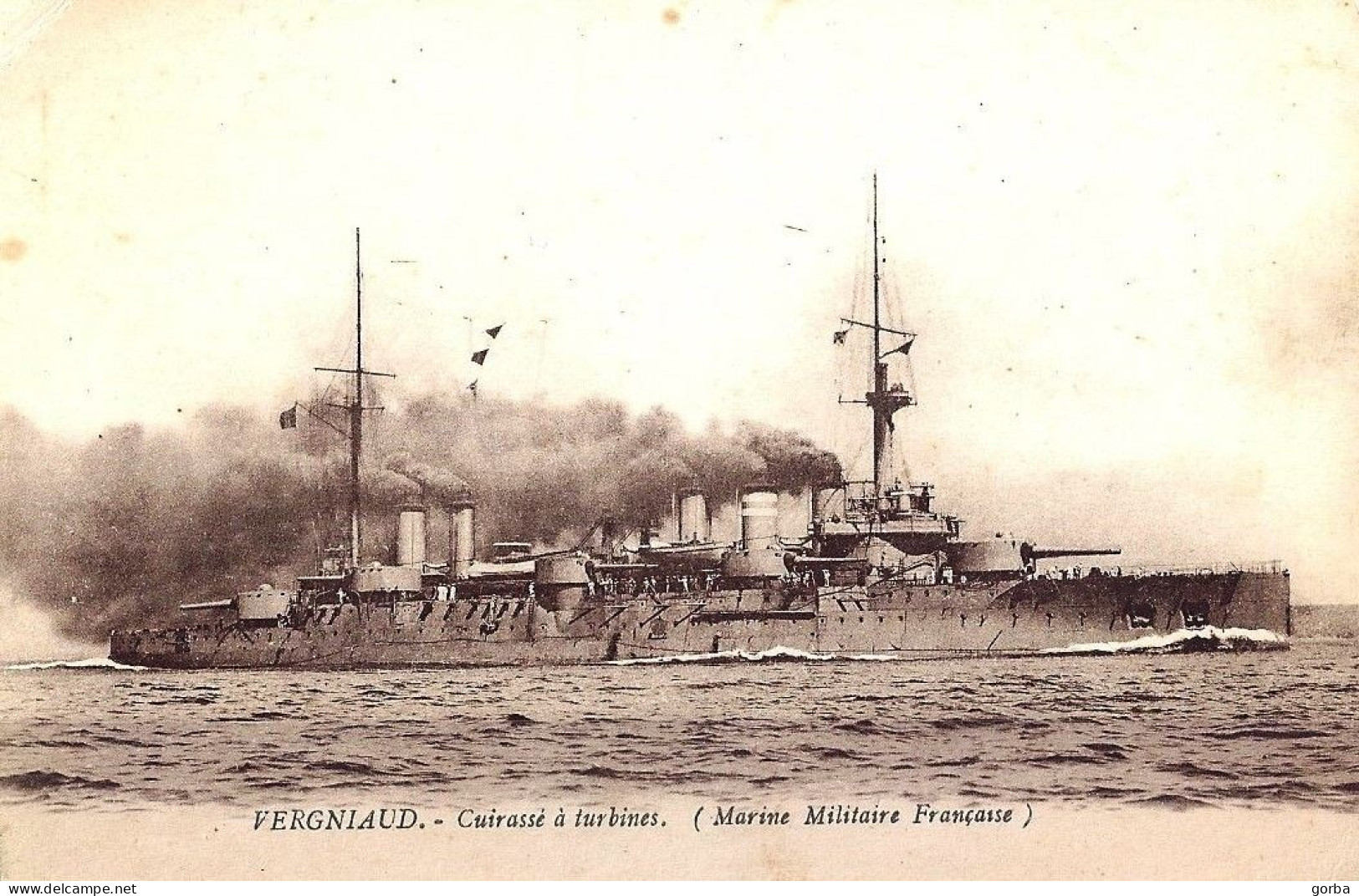 *CPA - Cuirassé à Turbines - VERGNIAUD -  Marine Militaire Française - Warships