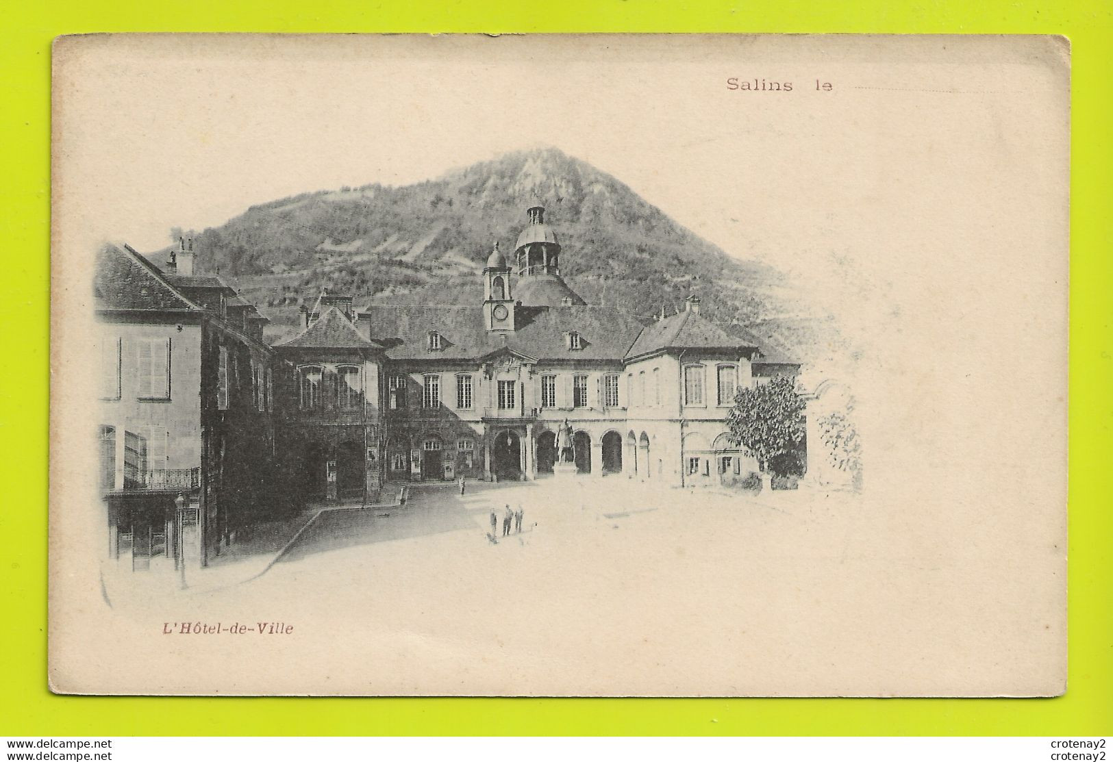 39 SALINS Vers Arbois L'Hôtel De Ville Statue Général Cler Hommes Avec Chien VOIR Dos Non Séparé Avant 1905 - Arbois