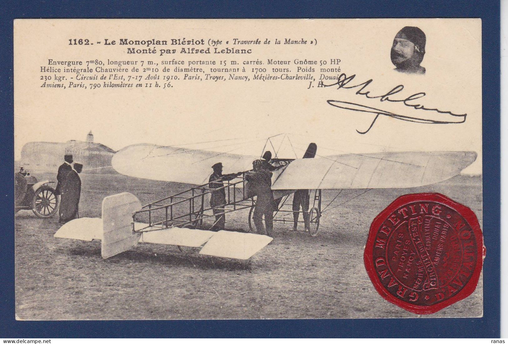 CPA Aviation > Meeting Vignette écrite Circuit De L'Est Aviateur Leblanc - Fliegertreffen