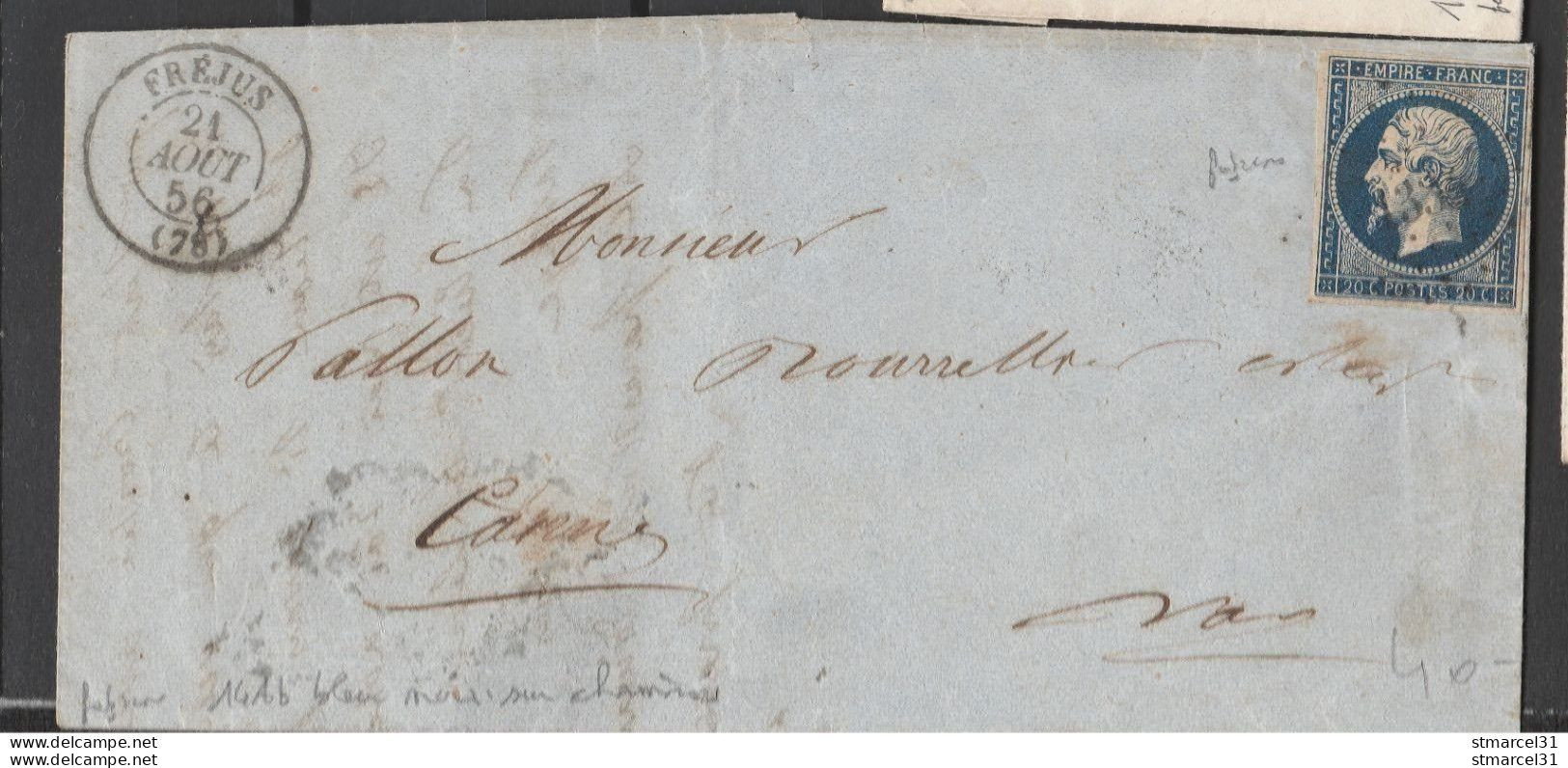 RARETE Le VRAI N°14Ab BLEU NOIR Sur CHAMOISE Sur Lettre TBE Signé - 1853-1860 Napoleon III