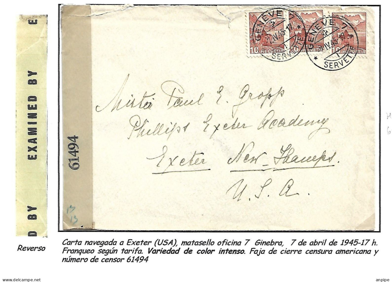 SUIZA - Lettres & Documents