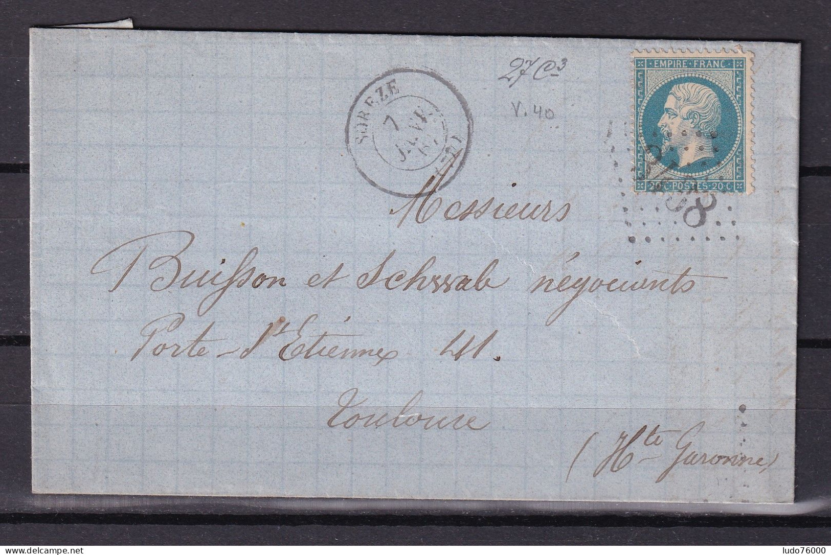 D 807 / NAPOLEON N° 22 SUR LETTRE - 1862 Napoleon III