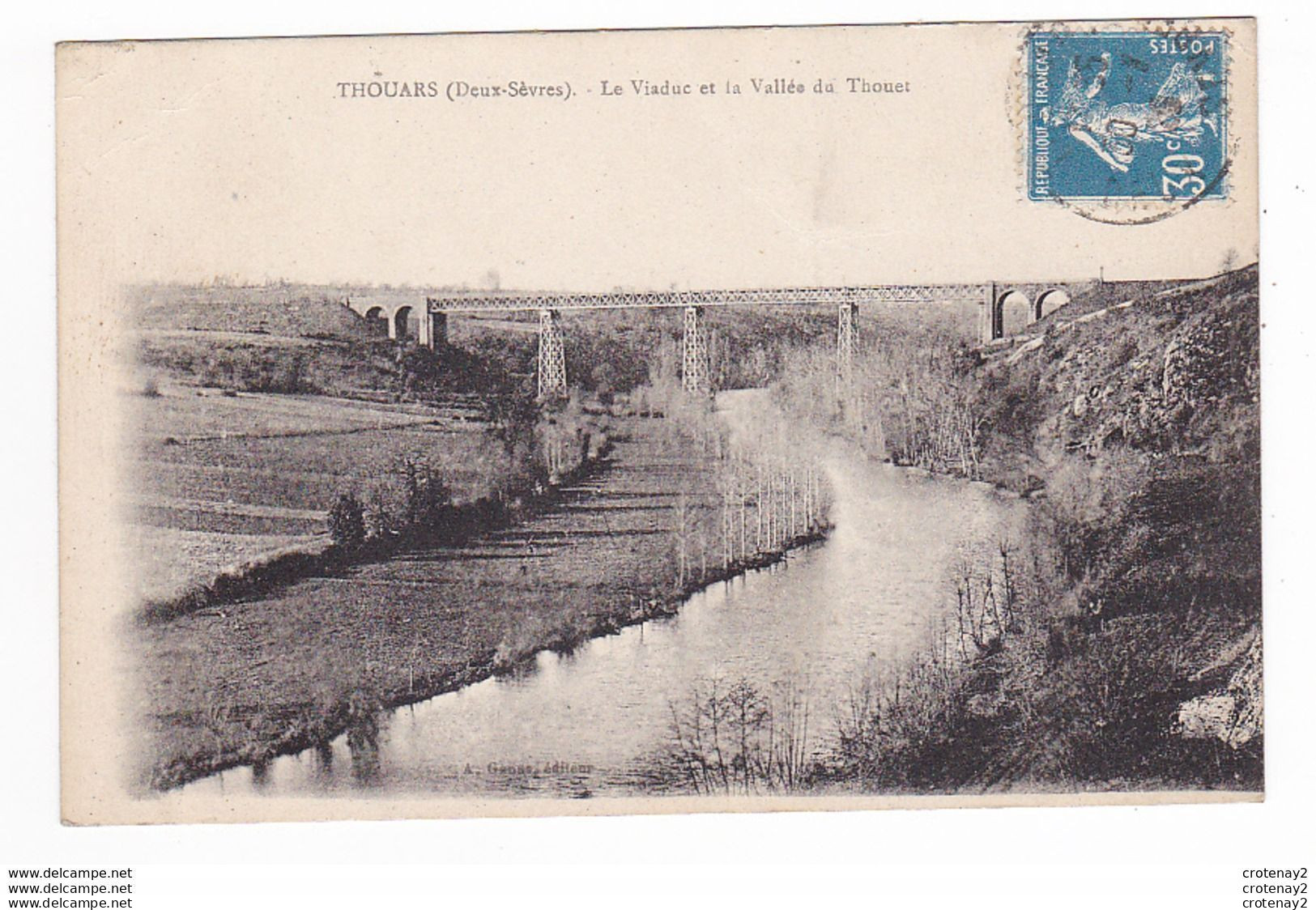 79 THOUARS Le Viaduc Métallique Et La Vallée Du Thouet En 1926 A. Ganne Editeur - Thouars