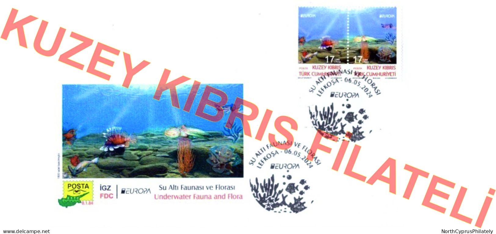 2024 TURKISH CYPRUS ZYPERN " Europa Underwater Fauna Flora Fishes" FDC - Storia Postale