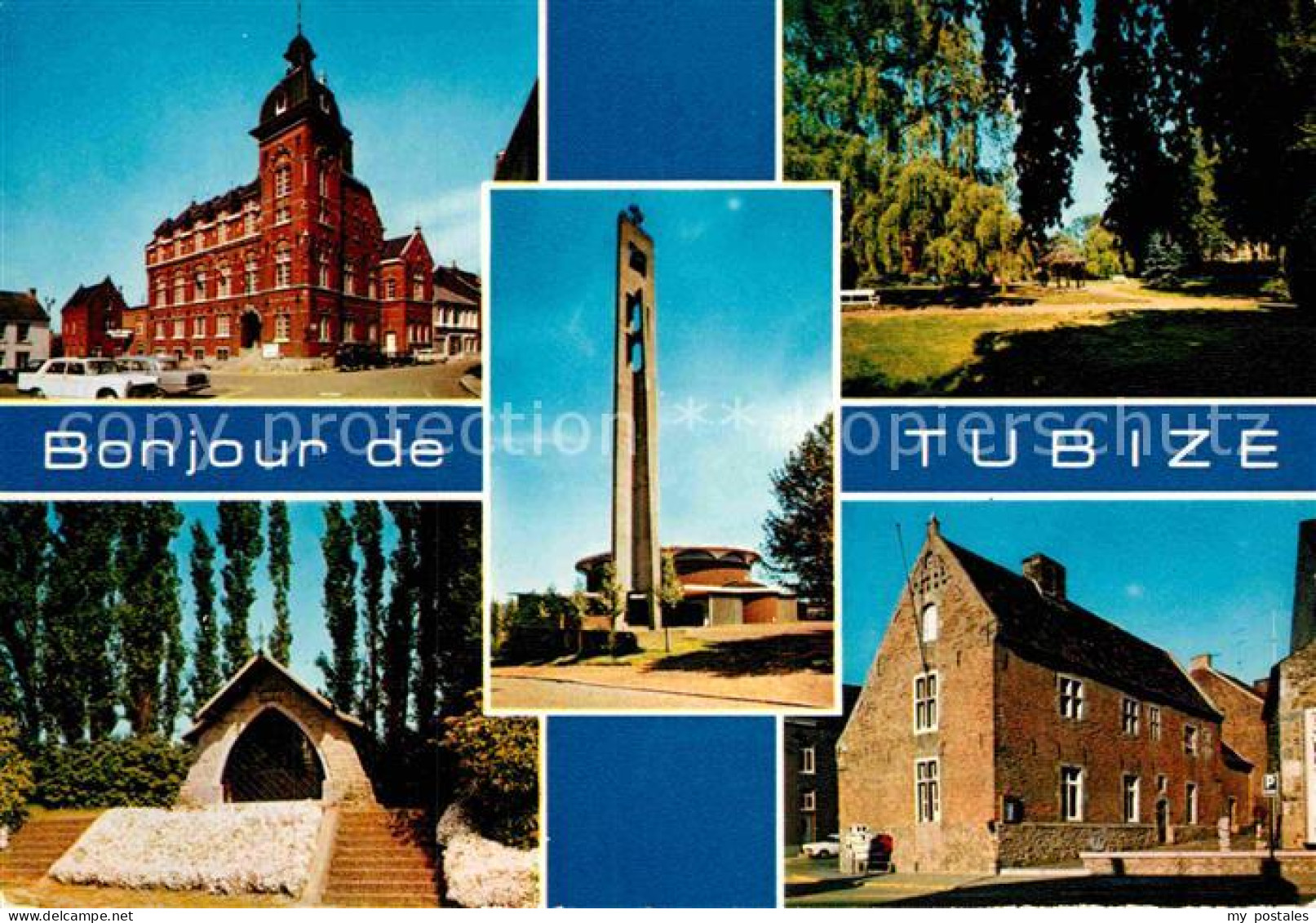 72893747 Tubize Park Kirche Rathaus  Tubize - Tubeke