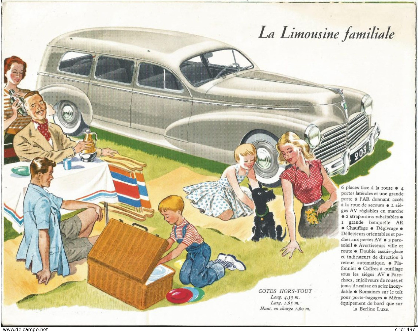 PEUGEOT 203 Triptyque Publicitaire De 1953 - Cars