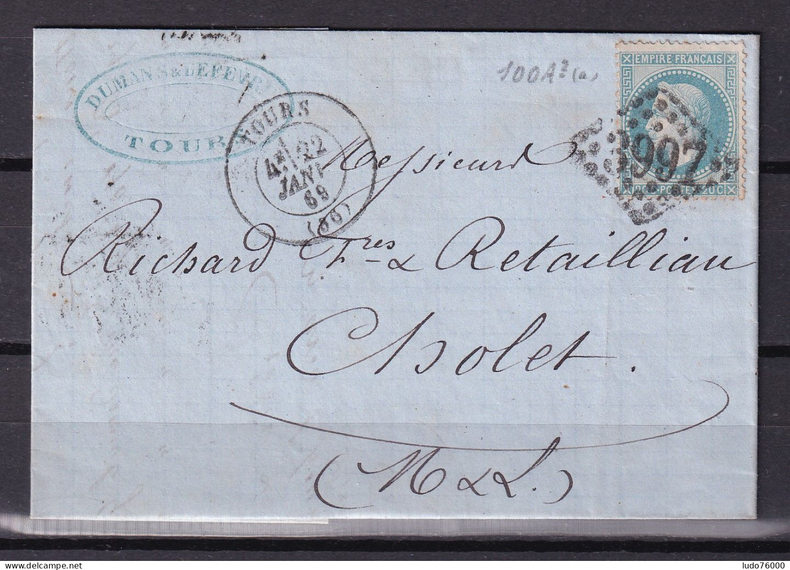 D 808 / NAPOLEON N° 29 SUR LETTRE - 1863-1870 Napoleon III With Laurels