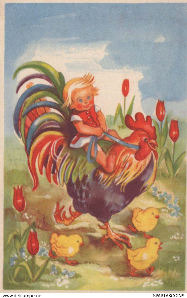 OSTERN KINDER EI Vintage Ansichtskarte Postkarte CPA #PKE362.DE - Pâques