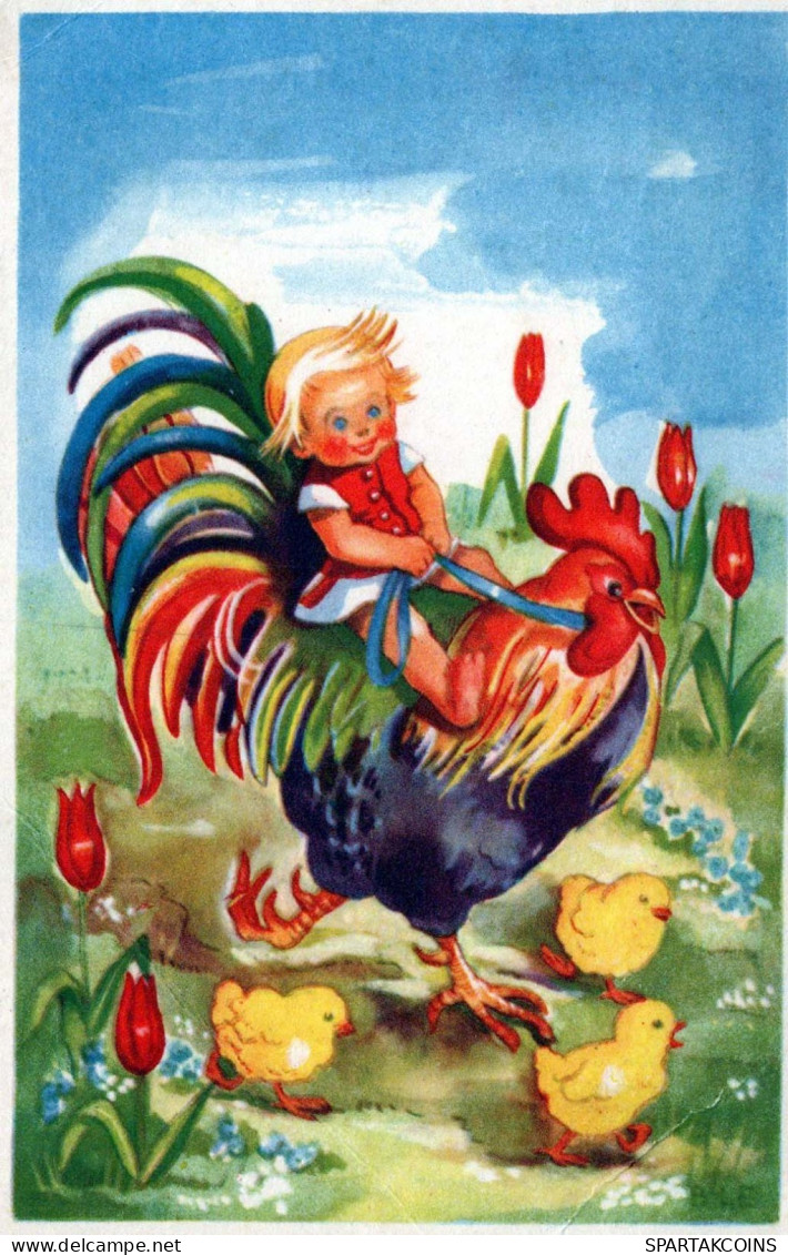 OSTERN KINDER EI Vintage Ansichtskarte Postkarte CPA #PKE362.DE - Easter