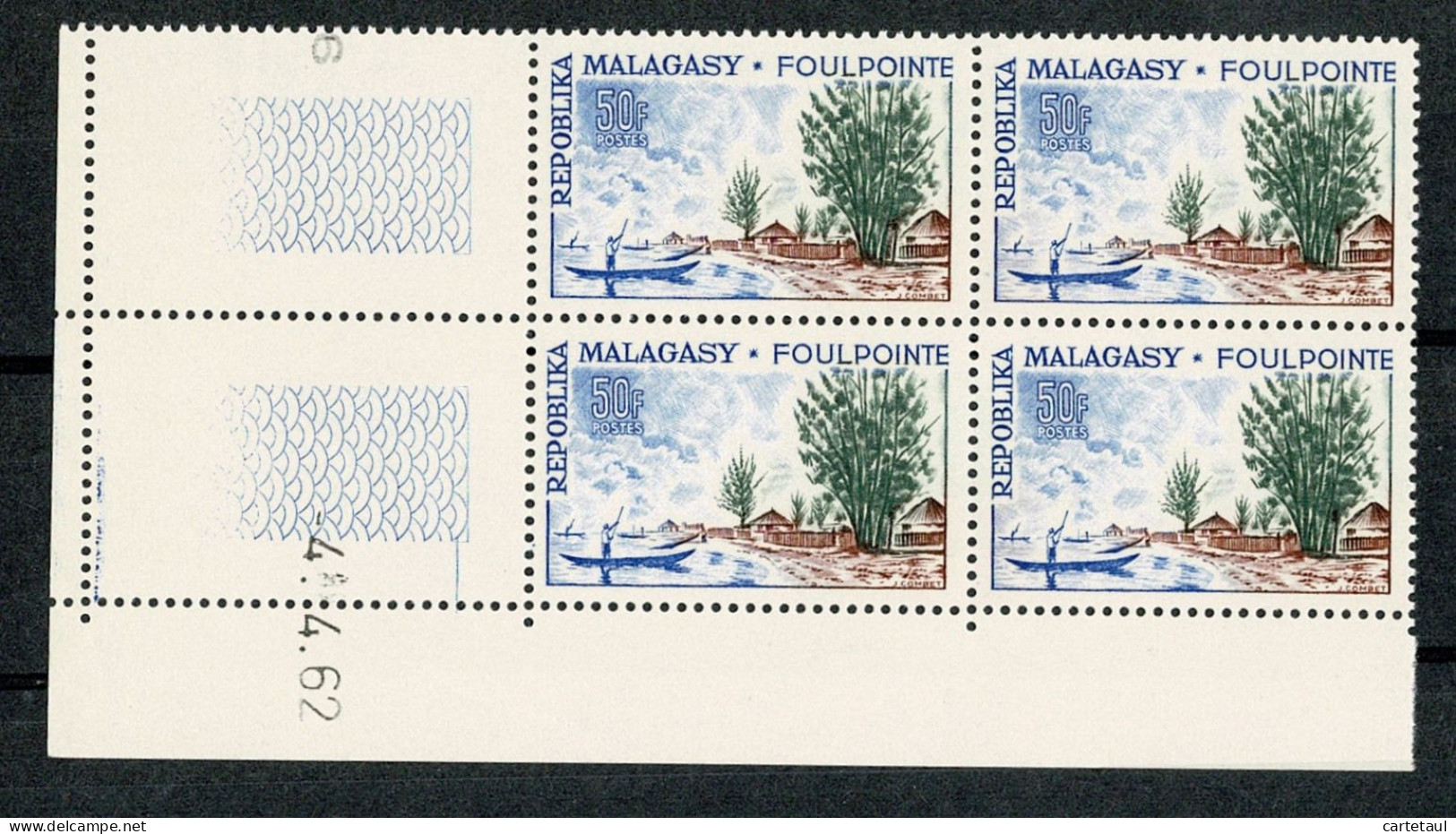 MADAGASCAR  Foulpointe  Bloc De 4 Coin Daté 4.4.62 ** Gomme Intacte - Madagascar (1960-...)