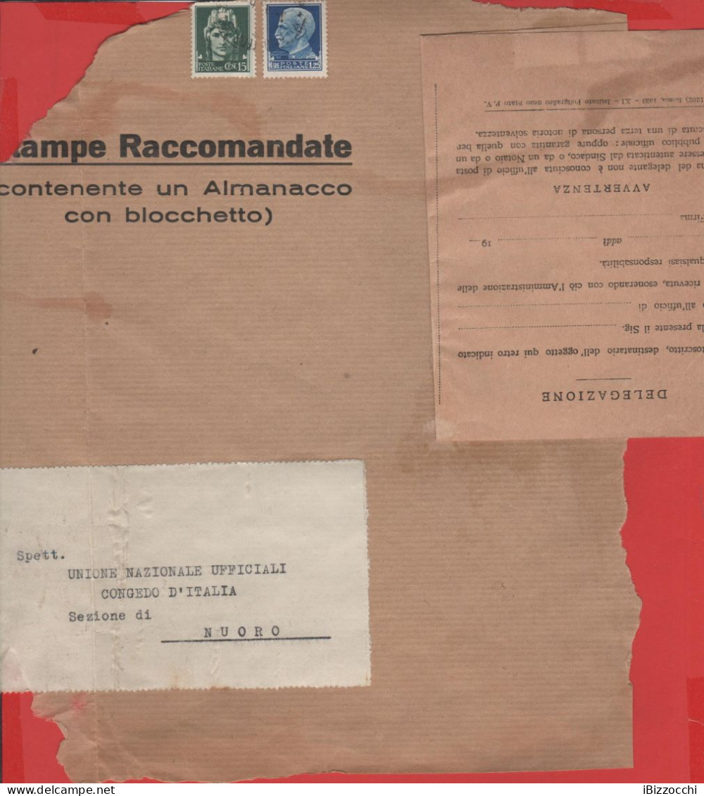 ITALIA - Storia Postale Regno - 1936 - 15c + 1,25 Imperiale + 6x 5c + 10c Segnatasse - Stampe Raccomandate - Grande Fram - Marcophilie