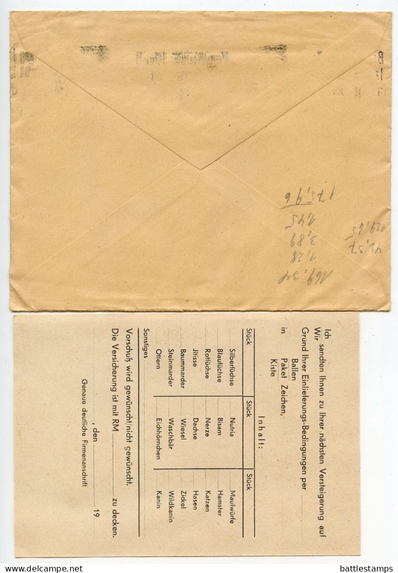 Germany 1941 Cover W/ Letter, Etc.; Leipzig - FUR-TRANSIT, Rauchwaren-Lagerhaus-Aktiengesellschaft; 8pf. Hindenburg - Lettres & Documents