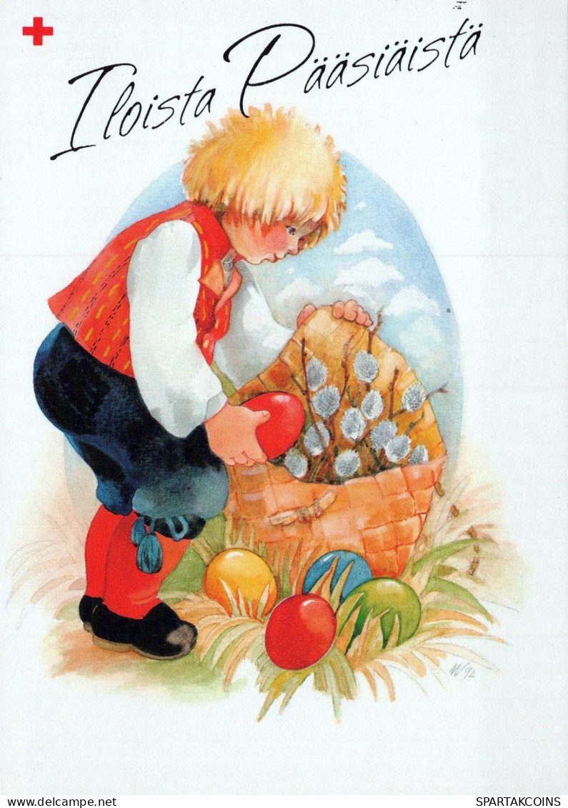 OSTERN KINDER EI Vintage Ansichtskarte Postkarte CPSM #PBO284.DE - Ostern