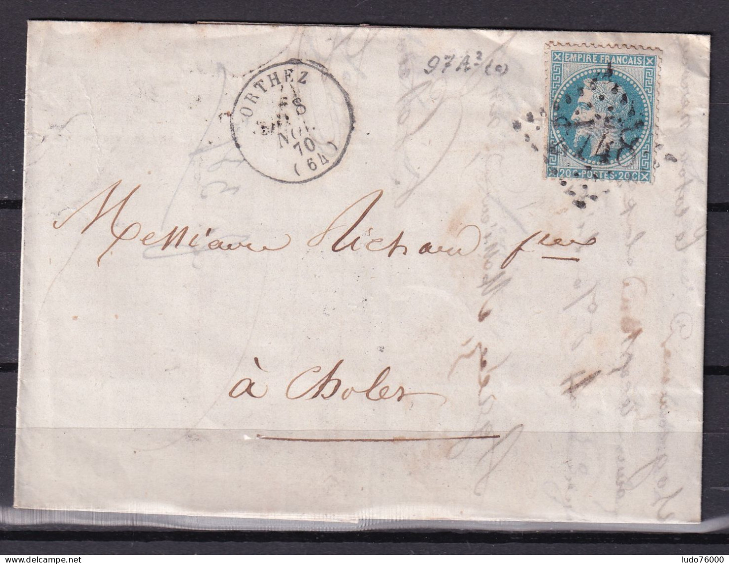 D 808 / NAPOLEON N° 29 SUR LETTRE - 1863-1870 Napoleon III With Laurels