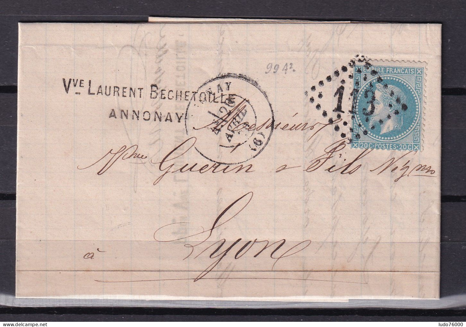 D 808 / NAPOLEON N° 29 SUR LETTRE - 1863-1870 Napoleon III With Laurels