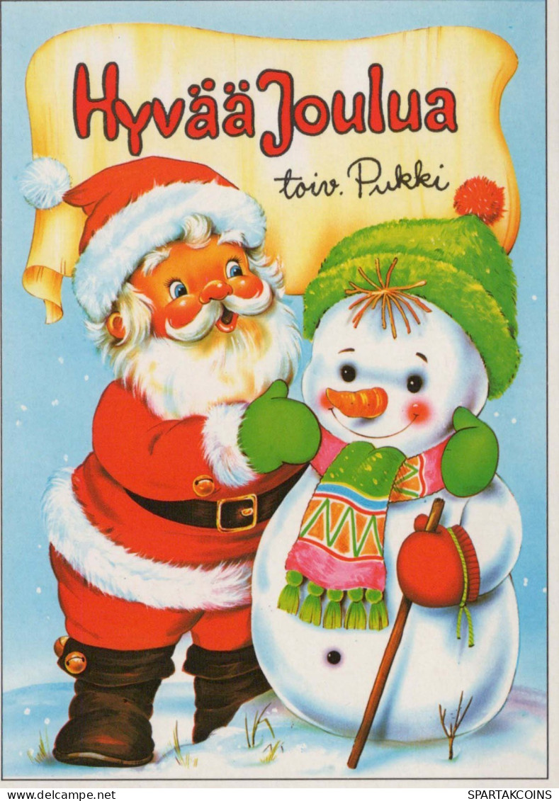 WEIHNACHTSMANN SANTA CLAUS Neujahr Weihnachten SCHNEEMANN Vintage Ansichtskarte Postkarte CPSM #PAU396.DE - Santa Claus