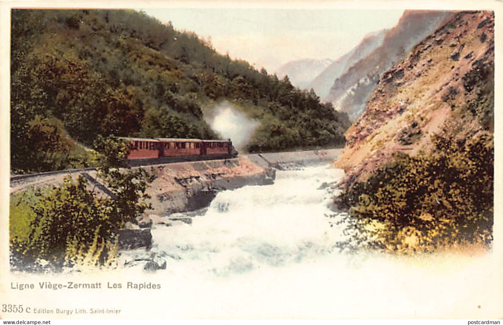 Suisse - Ligne Viège-Zermatt (VS) Les Rapides - Ed. Burgy, Lith. 3355 - Sonstige & Ohne Zuordnung