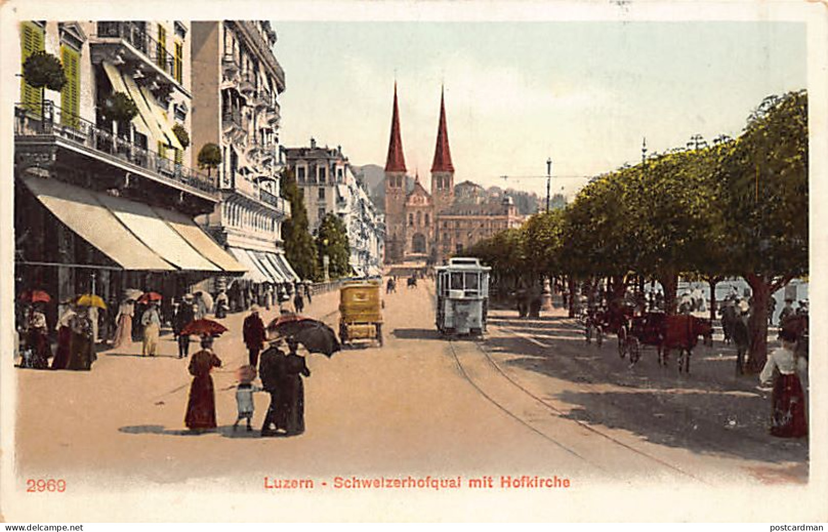 Schweiz - Luzern - Steinerhofquai - Hofkirche - Tram - Verlag Unbekannt  - Lucerna