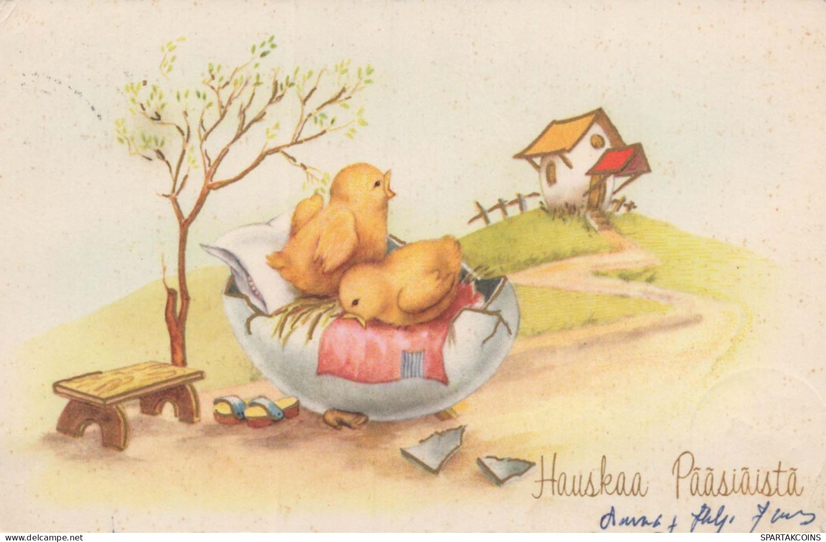 PASCUA POLLO HUEVO Vintage Tarjeta Postal CPA #PKE422.ES - Pâques