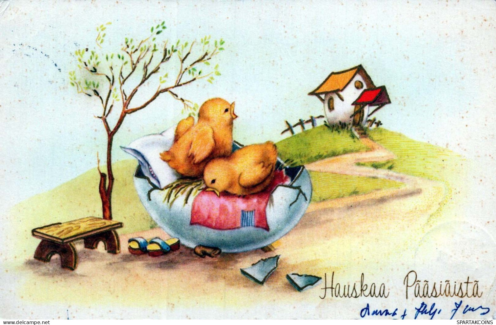 PASCUA POLLO HUEVO Vintage Tarjeta Postal CPA #PKE422.ES - Easter