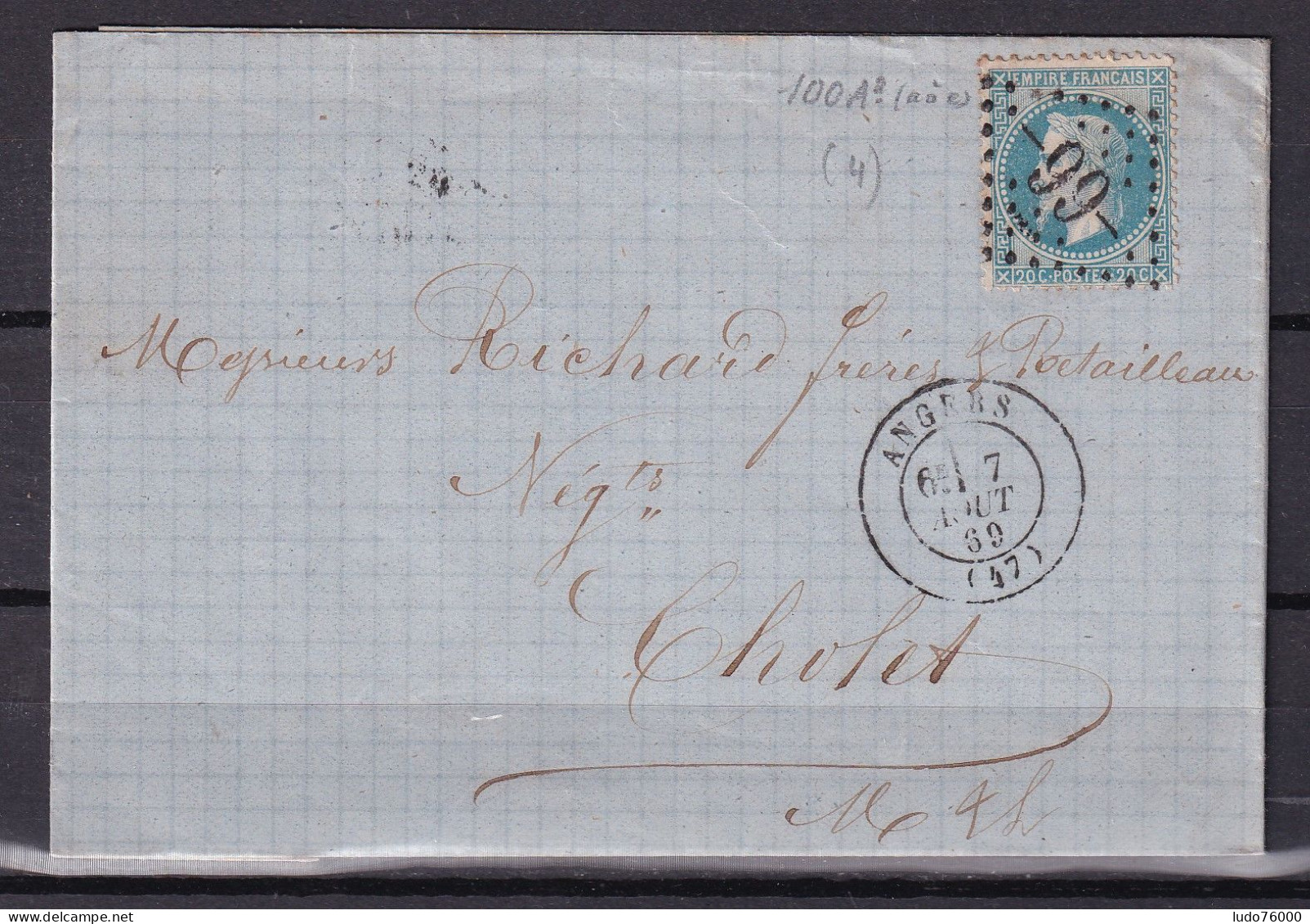 D 808 / NAPOLEON N° 29 SUR LETTRE - 1863-1870 Napoleon III With Laurels