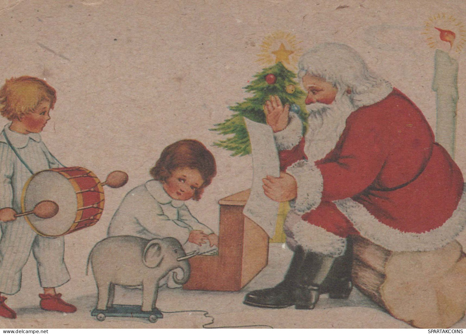 PAPÁ NOEL Feliz Año Navidad Vintage Tarjeta Postal CPSM #PBL421.ES - Kerstman