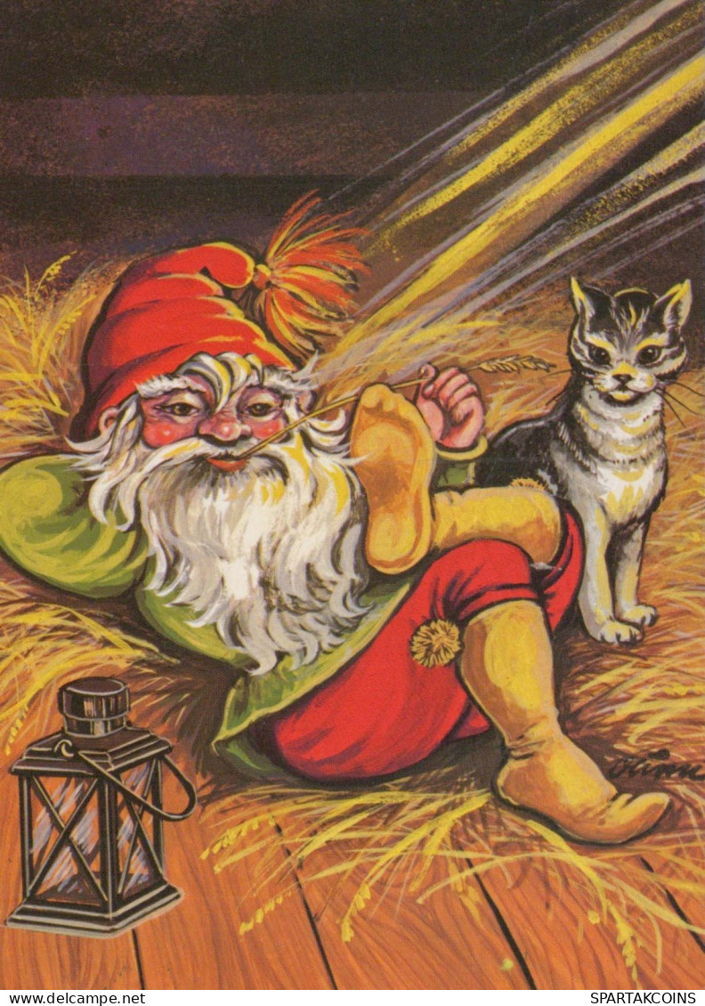 PAPÁ NOEL Feliz Año Navidad Vintage Tarjeta Postal CPSM #PBL236.ES - Santa Claus