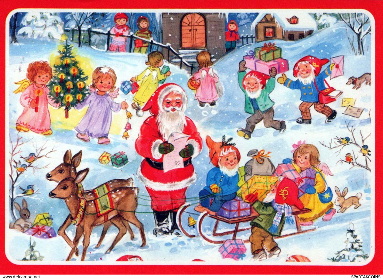 PAPÁ NOEL Feliz Año Navidad Vintage Tarjeta Postal CPSM #PBB506.ES - Santa Claus