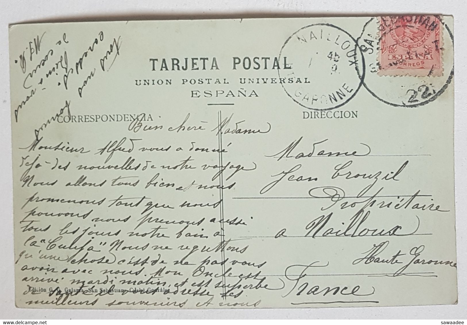 CARTE POSTALE - ESPAGNE - SAN SEBASTIAN - TELEPHERIQUE - MONTE ULIA - TRANVIA AERA - FEMMES - DEBUT XX° - Guipúzcoa (San Sebastián)