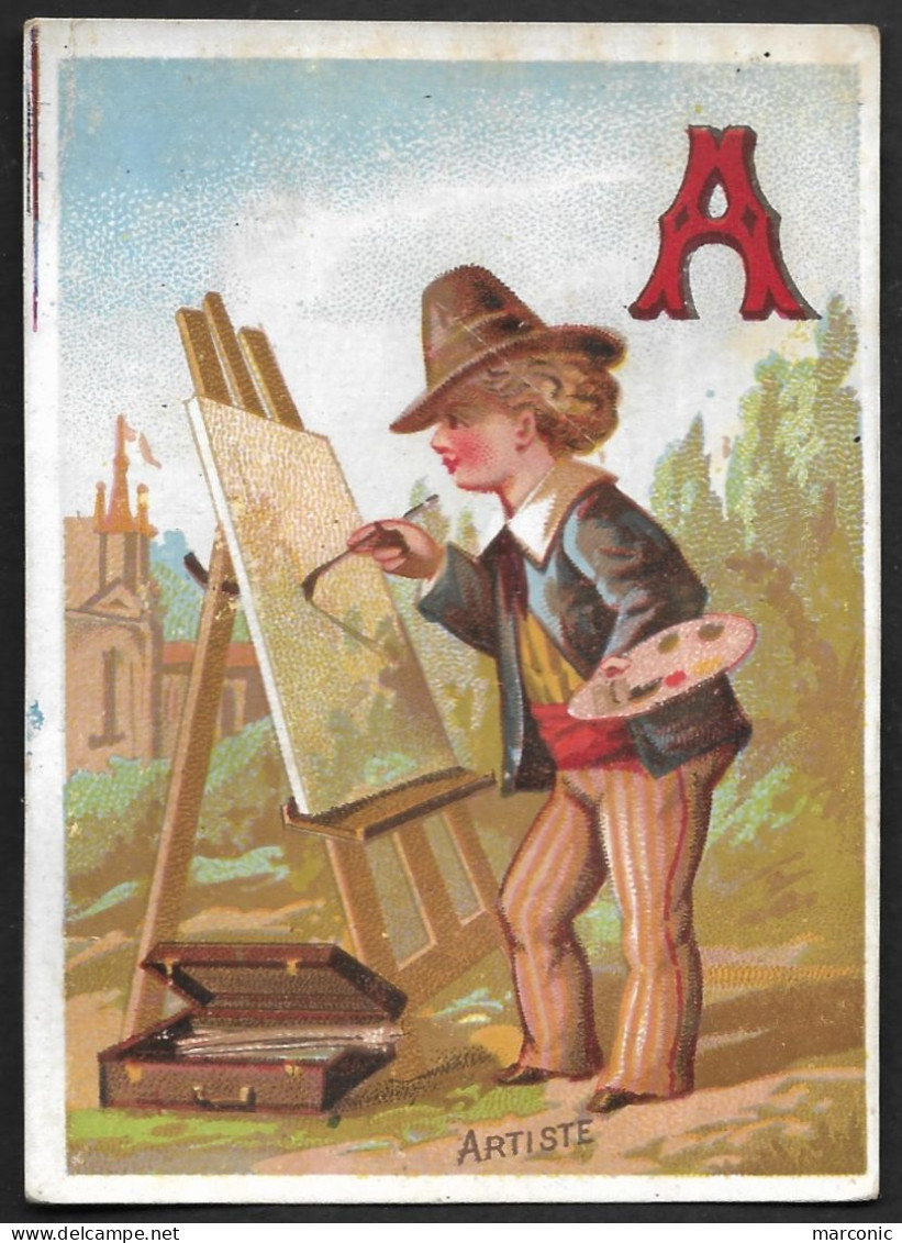 Chromo Dos Vierge - ALPHABET, Lettre A - Artiste, Peintre Chevalet, Palette - Andere & Zonder Classificatie