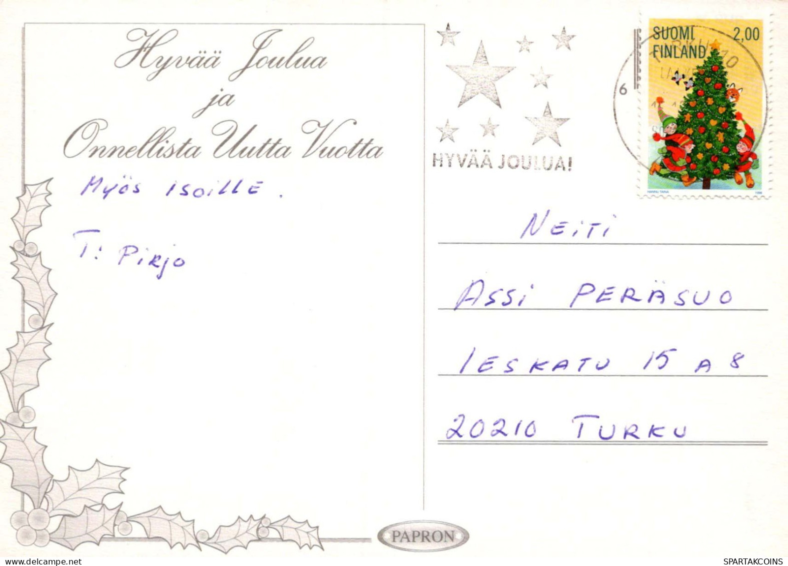 PAPÁ NOEL Feliz Año Navidad MUÑECO DE NIEVE Vintage Tarjeta Postal CPSM #PAU394.ES - Santa Claus