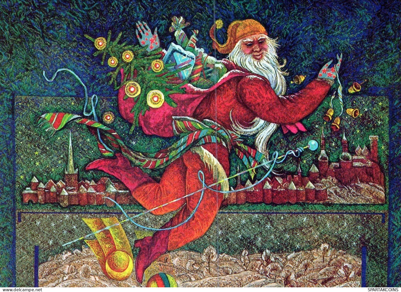 PAPÁ NOEL NAVIDAD Fiesta Vintage Tarjeta Postal CPSM #PAK909.ES - Santa Claus