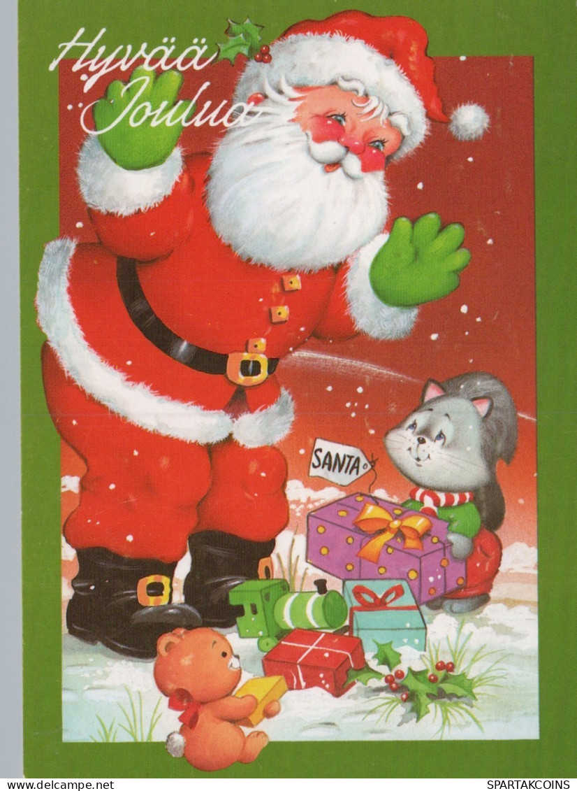 PAPÁ NOEL Animales NAVIDAD Fiesta Vintage Tarjeta Postal CPSM #PAK565.ES - Santa Claus