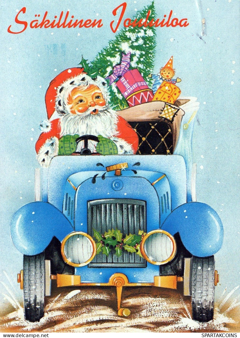 PAPÁ NOEL CAR AUTO NAVIDAD Fiesta Vintage Tarjeta Postal CPSM #PAK007.ES - Kerstman